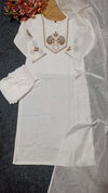 SI 304 Cotton Embroidery Work Top With Bottom Dupatta Bulk Orders In India